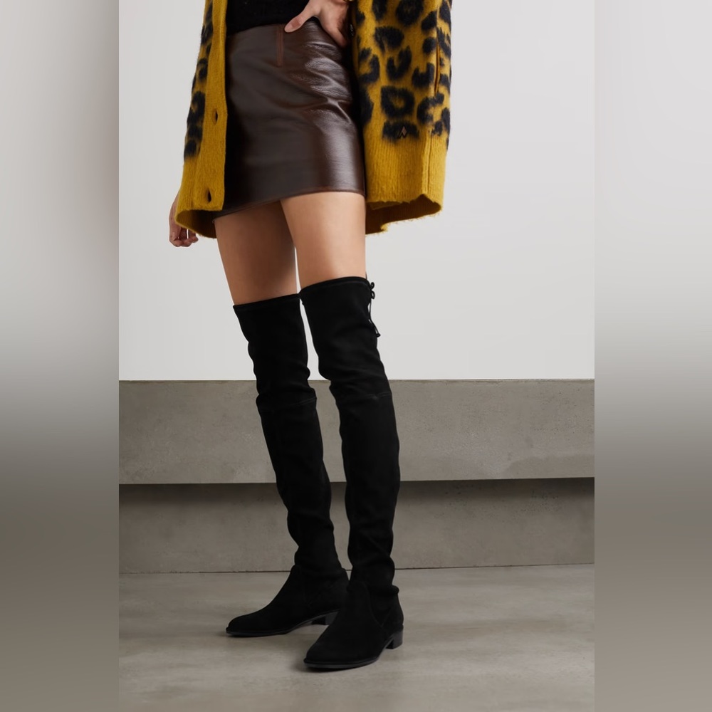 Stuart Weitzman Lowland Black Suede Over The Knee Boots